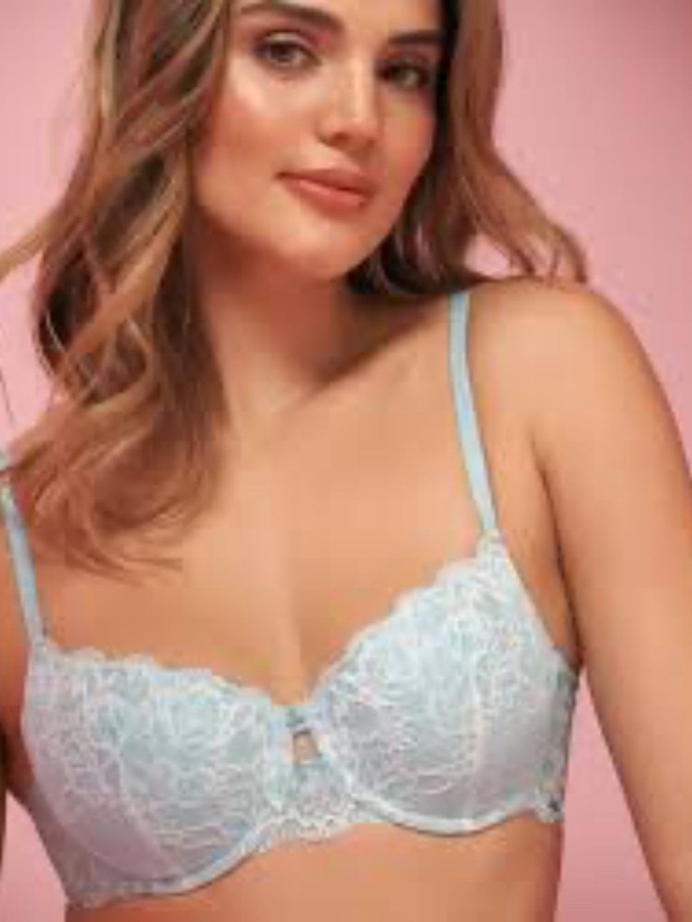 la Vie en Rose Pastel Mint Blue All-Over Lace Push-Up Bra - NWT 34B